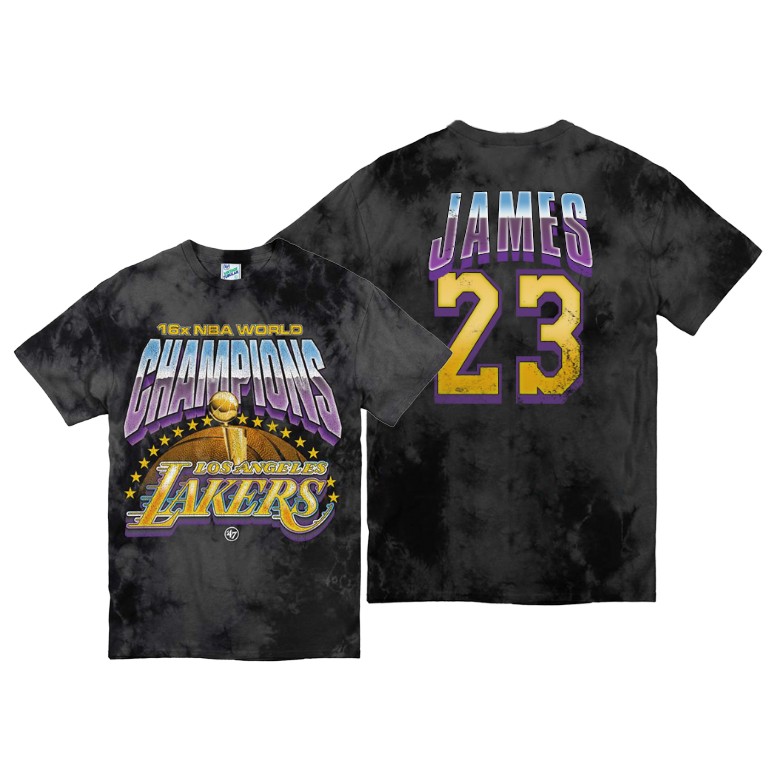 Men's Los Angeles Lakers LeBron James #23 NBA Tubular Vintage Kings Of The Court Streaker Throwback Black Basketball T-Shirt UCU0483CL